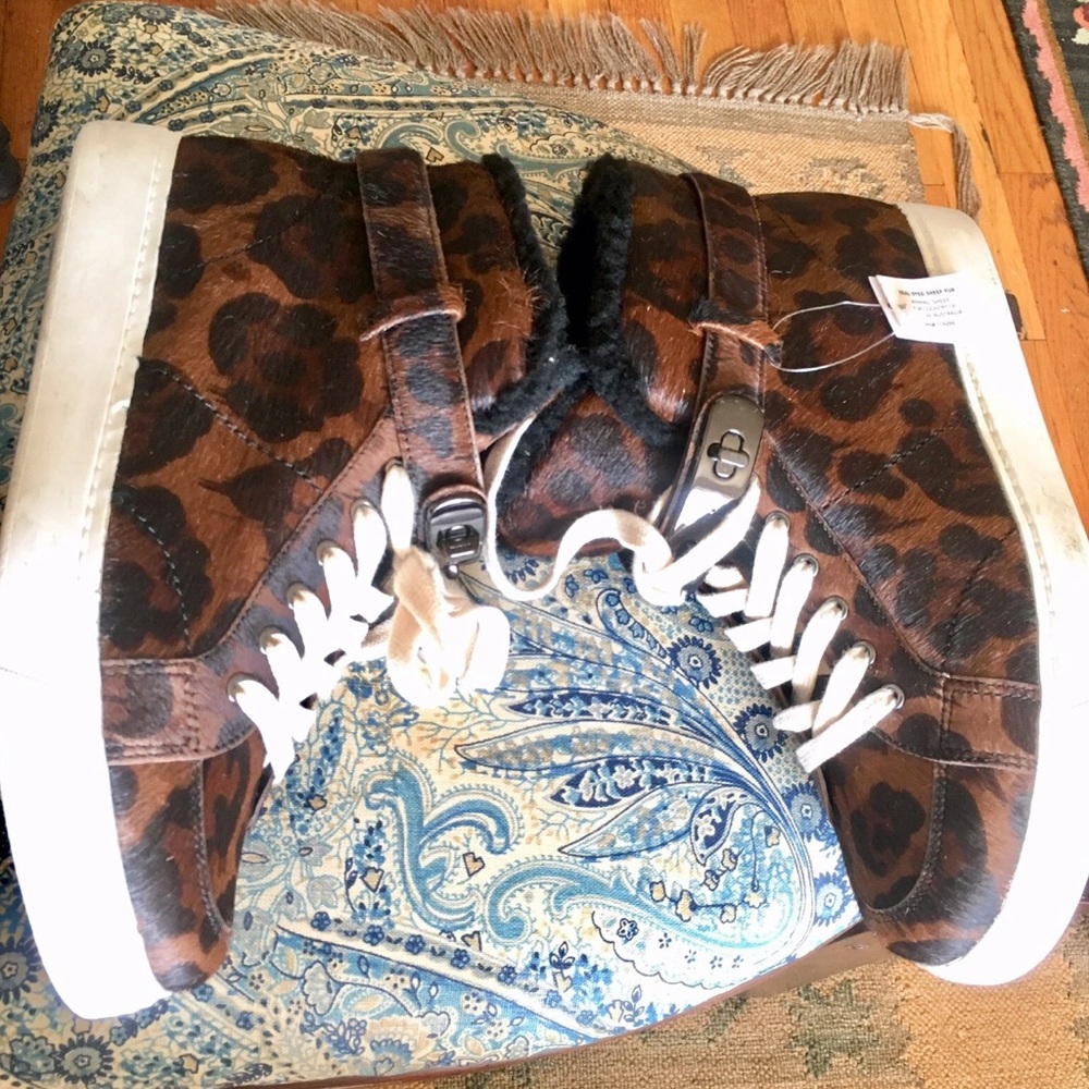 Coach Brown black Leopard Print,ltd edition hightop sneakers (calf,sheep fur)8 - Picture 9 of 12